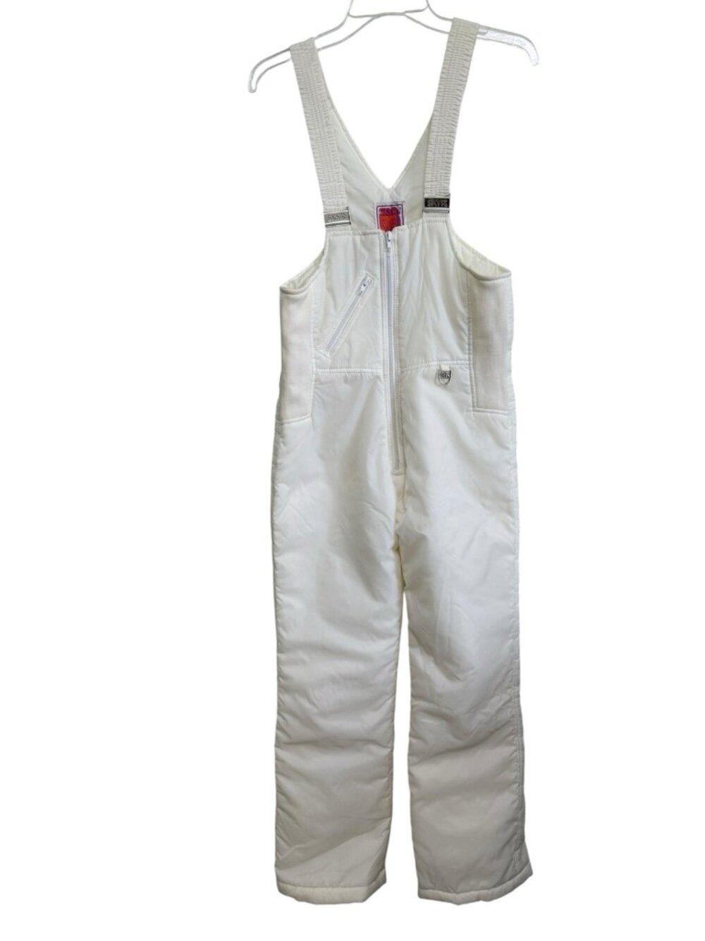 VTG 80s Skyr Snow Bib Juniors XL White Overalls Retro Snowboard Vacation Outdoor